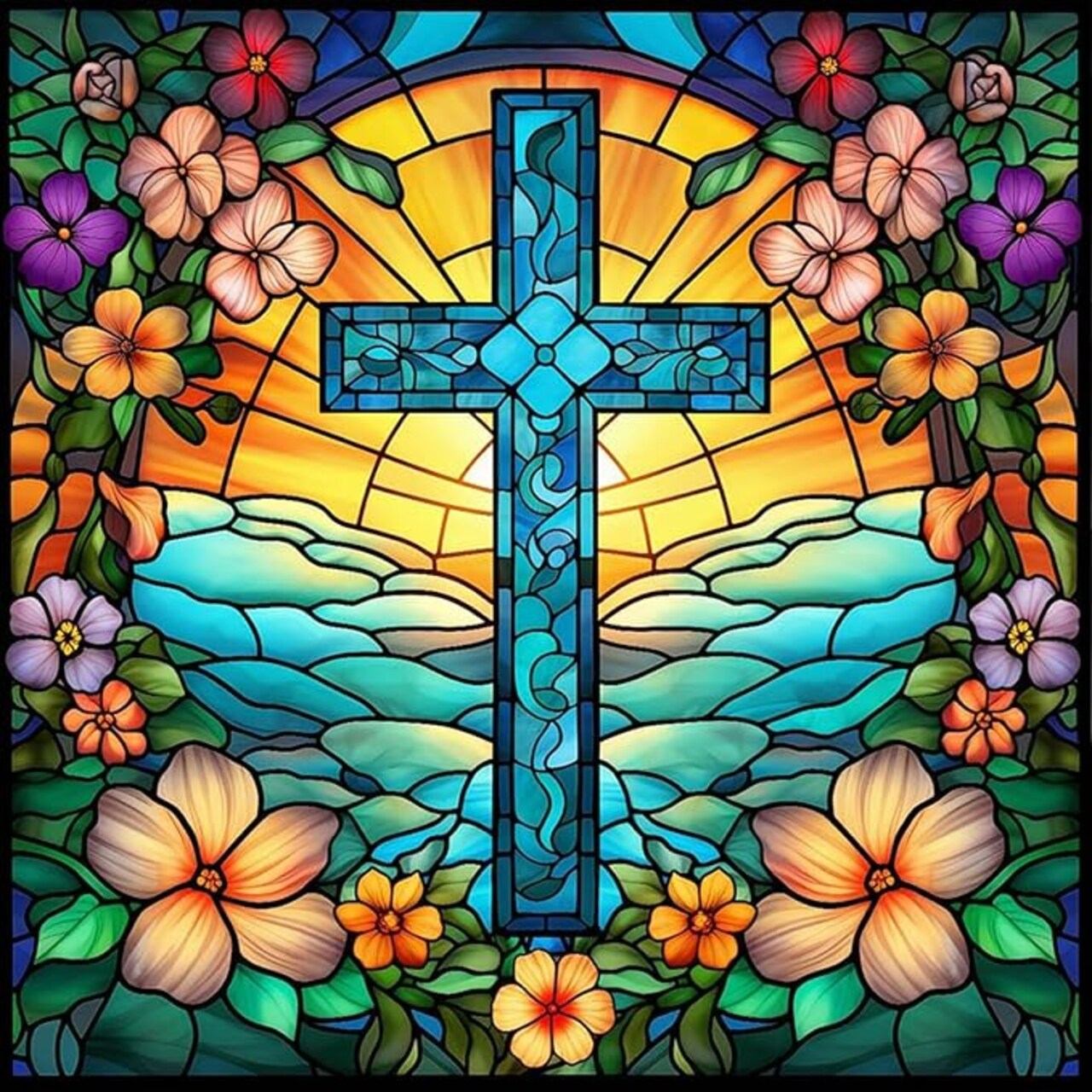 Adult Diamond Art Set, 5D Cross DIY Full Diamond Painting Set for Beginners, Gem Dots Premium Home Wall Decoration Gift (13.78x13.78 inches)